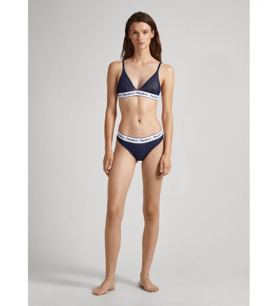 Sutiã Pepe Jeans em tela semitransparente azul marinho