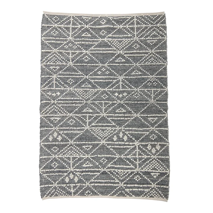 Bloomingville - Wollteppich 300 x 200 cm, Rautenmuster, beige/ schwarz