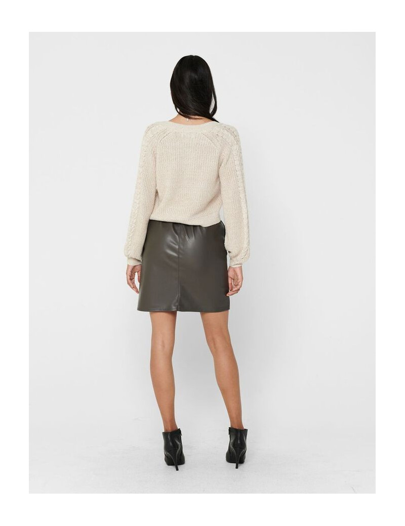 ONLY JUPE SIMILI CUIR GRISE FEMME