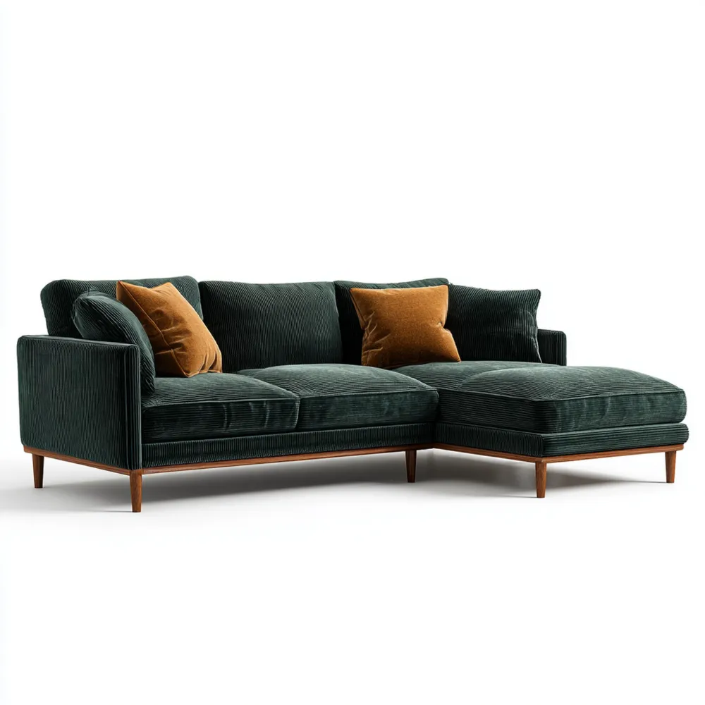 Ecksofa Samt 250x150x85 cm Dunkelgrün Modernes Design