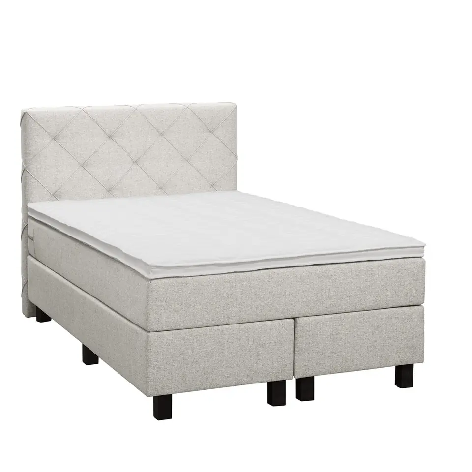 Boxspring Liv geruit - ecru - 120x200 cm - vierkante poot
