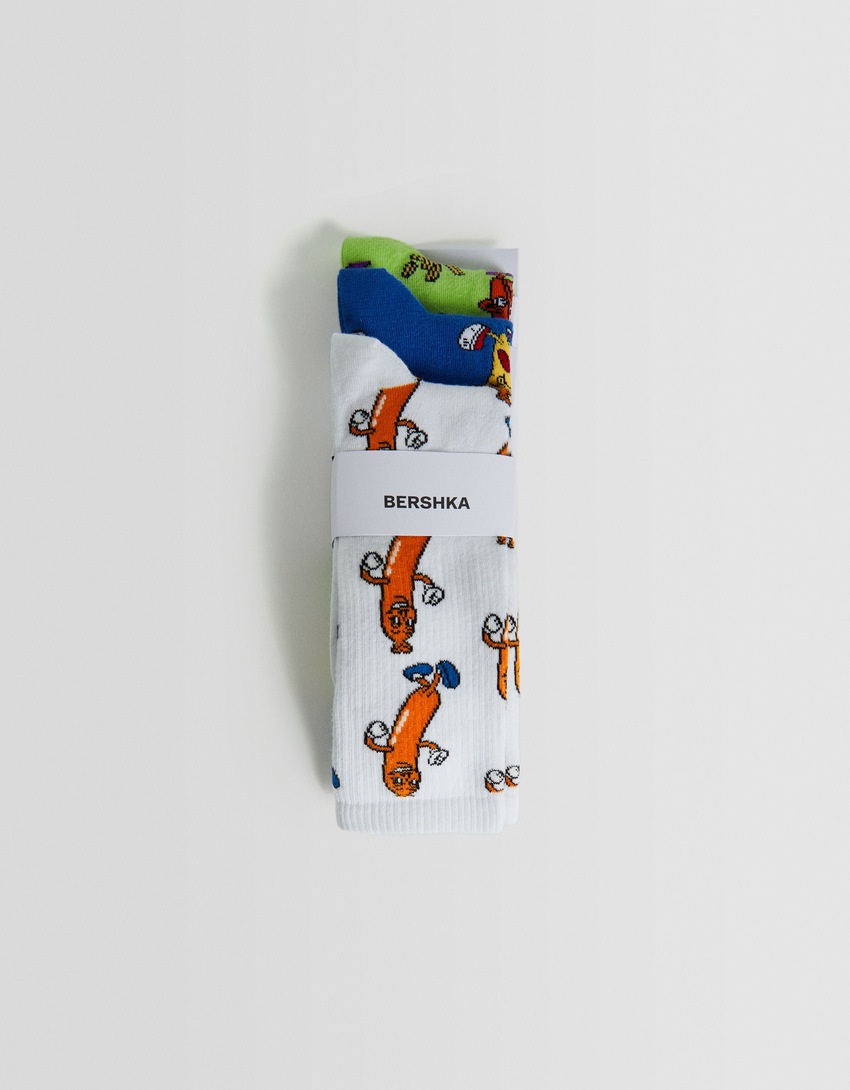 Pacote com 3 pares de meias bordadas