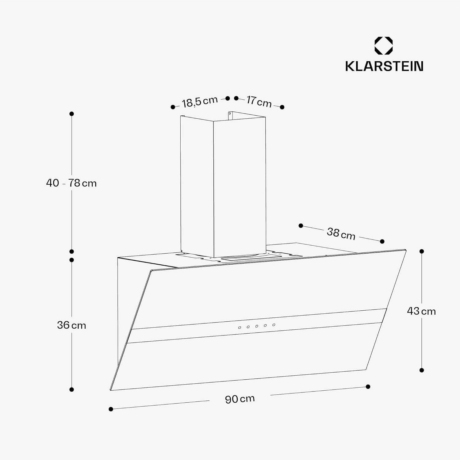 Klarstein WiFusion Dunstabzugshaube - 90 cm Abzugshaube, WLAN-Steuerung, 690 m³/h Luftstrom, A++ Energieeffizienz, LED Beleuchtung, Touch-Bedienfeld, Schwarz, Abluft & Kohlefilter