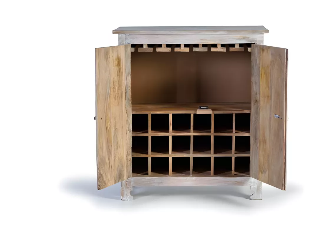 Meuble bar en manguier blanc vieilli Blanco.Giner y Colomer.90x40x80