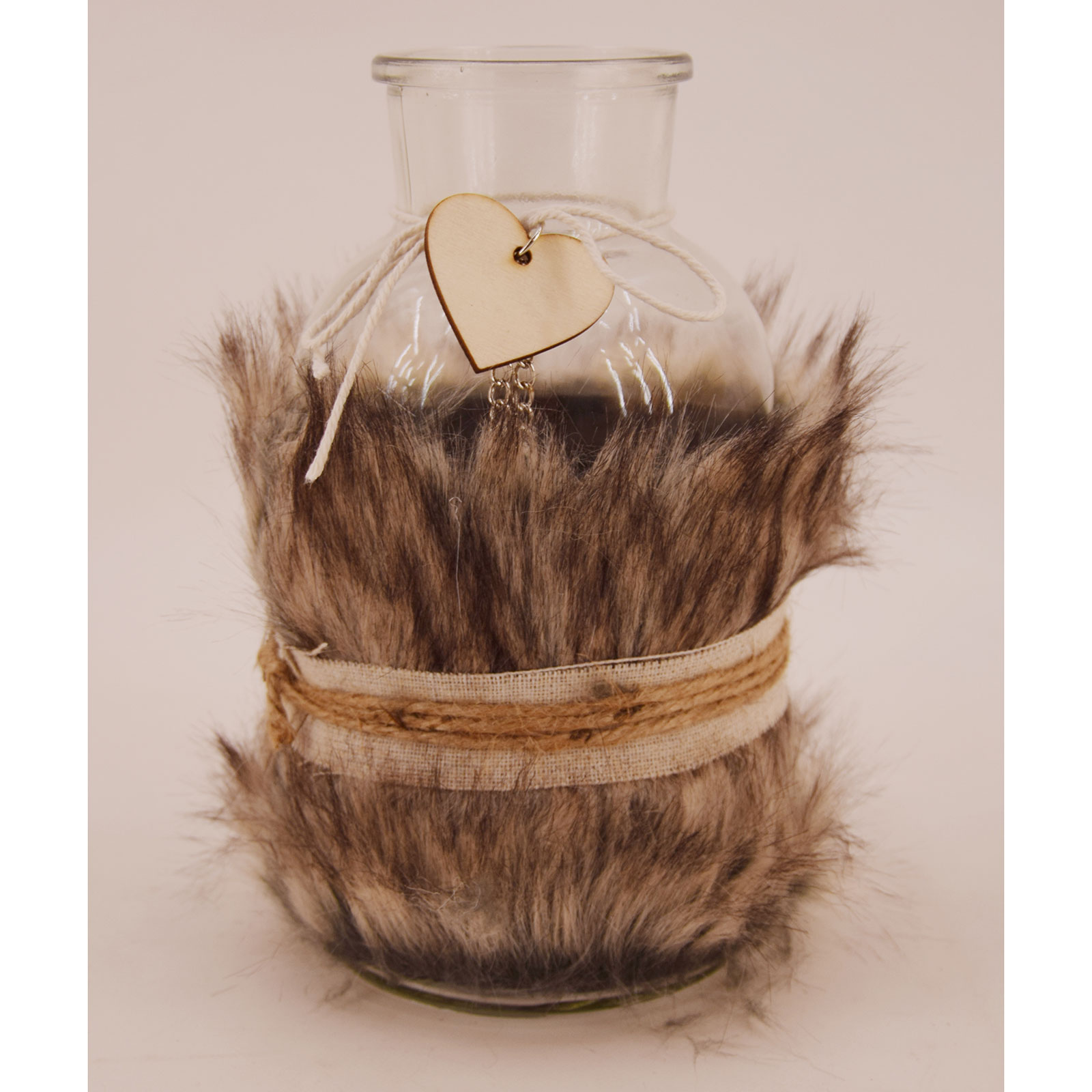 Deko-Vase - Kunstfell - Glas - 20 cm