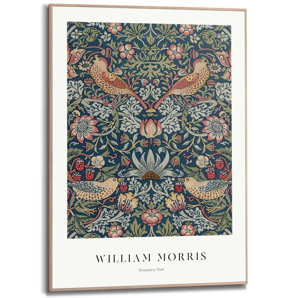 Schilderij William Morris - strawberry thief - 70x50cm - Bont