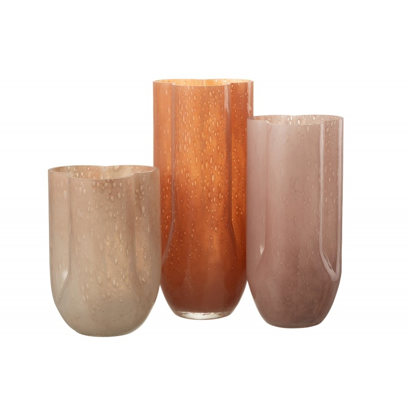 Vase en verre corail 15x15x34cm