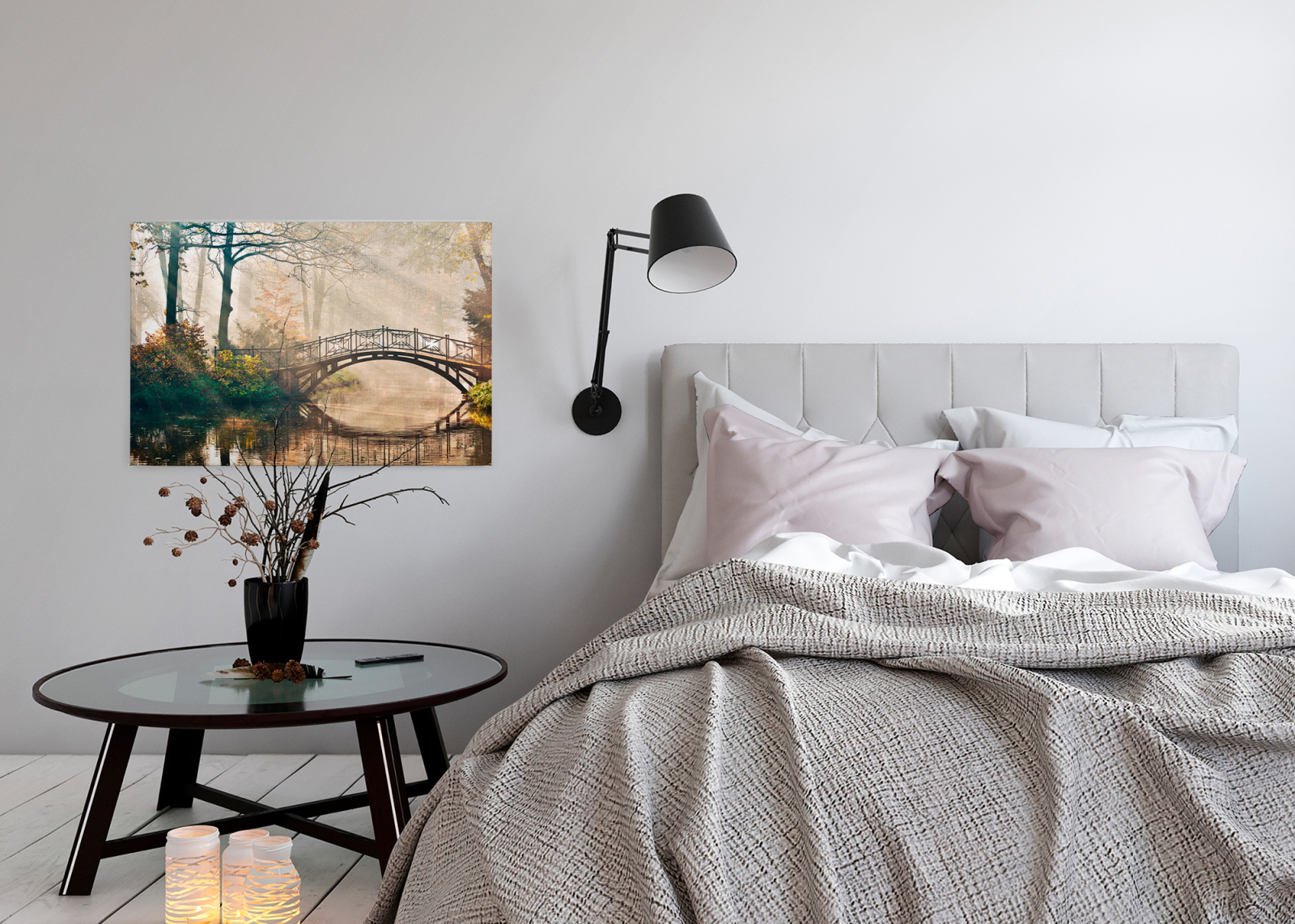 Leinwandbild WALDPARK - beige-grün - 90x60 cm