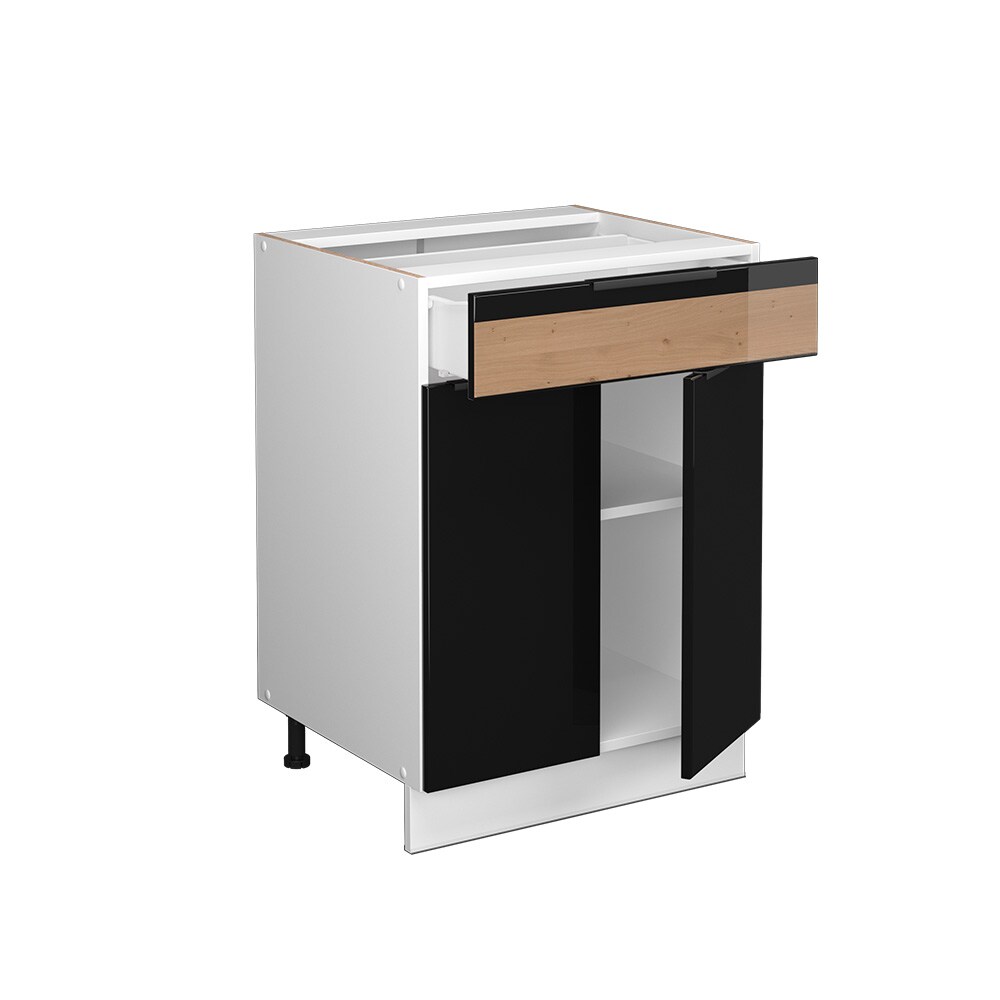 Vicco Schubunterschrank Küchenschrank Küchenmöbel Fame-Line Weiß Schwarz Eiche 60 cm modern Hochglanz