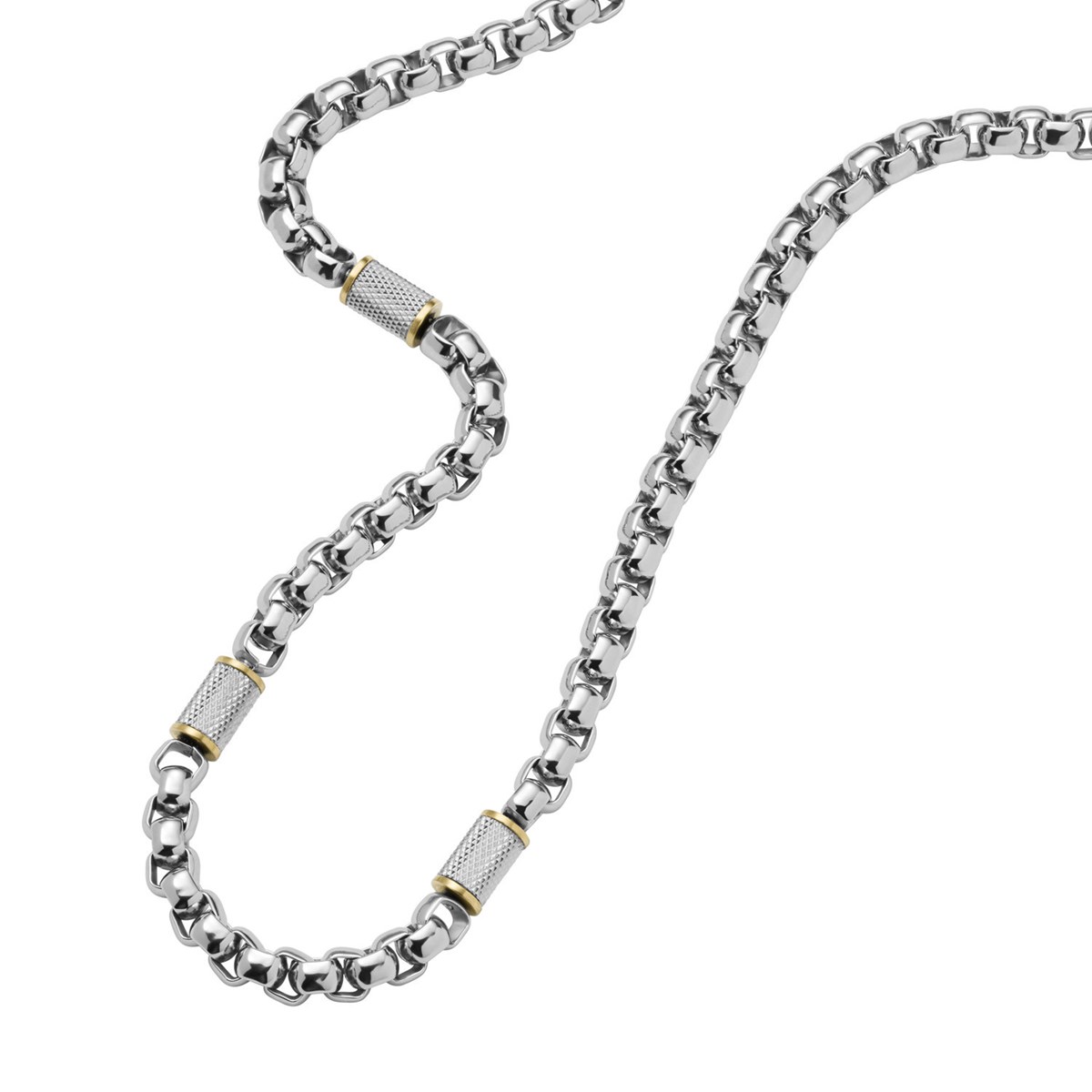 Collier Fossil All Stacked Up en acier inoxydable