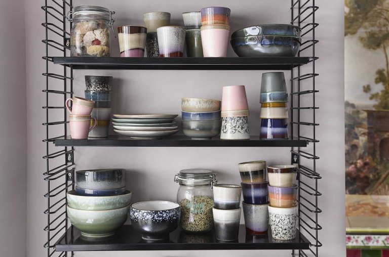 HKliving 70's Ceramic gebaksbordje Ø17.5 set van 2 Horizon