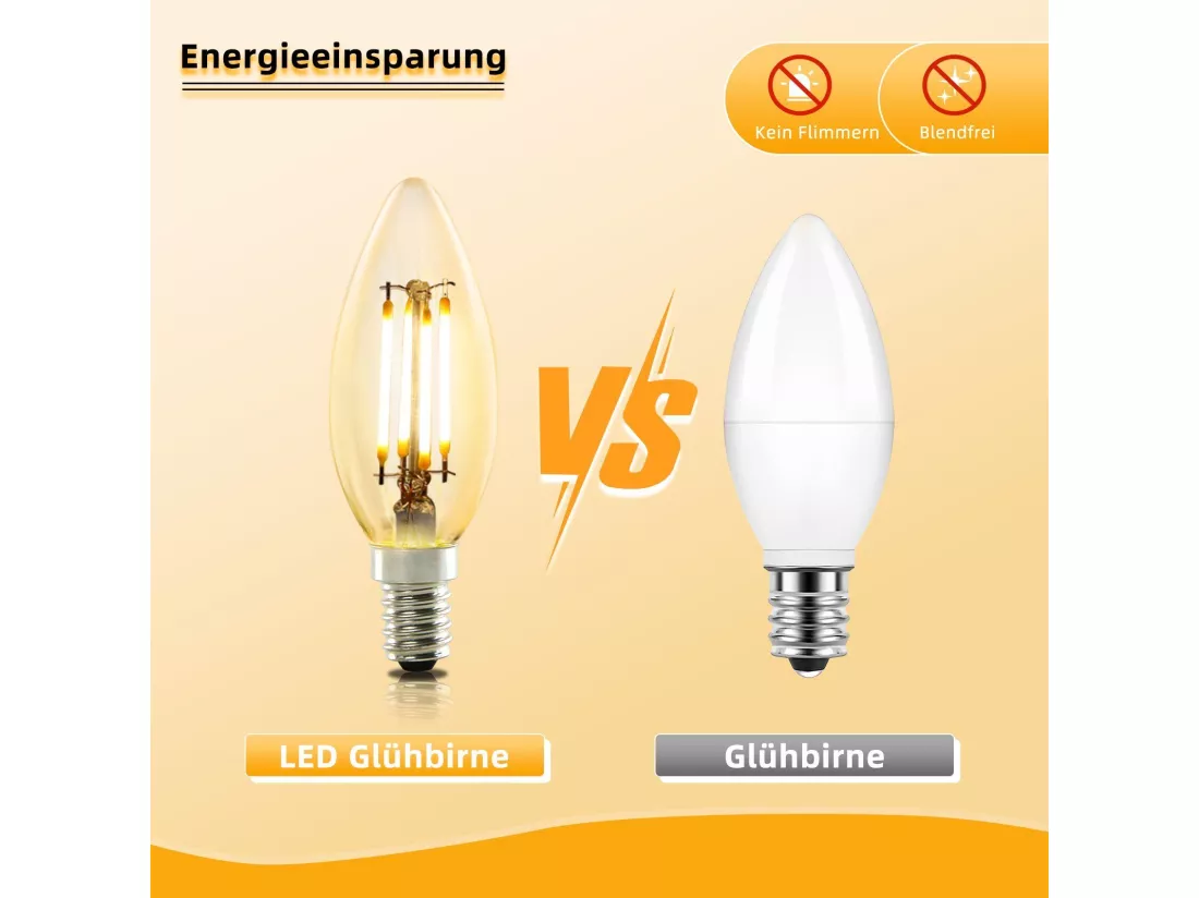NETTLIFE Pack de 10 ampoules LED E14 : lampe bougie blanc chaud de 4W (2700K) à filament Edison C35 rétro vintage en verre économie non dimmable