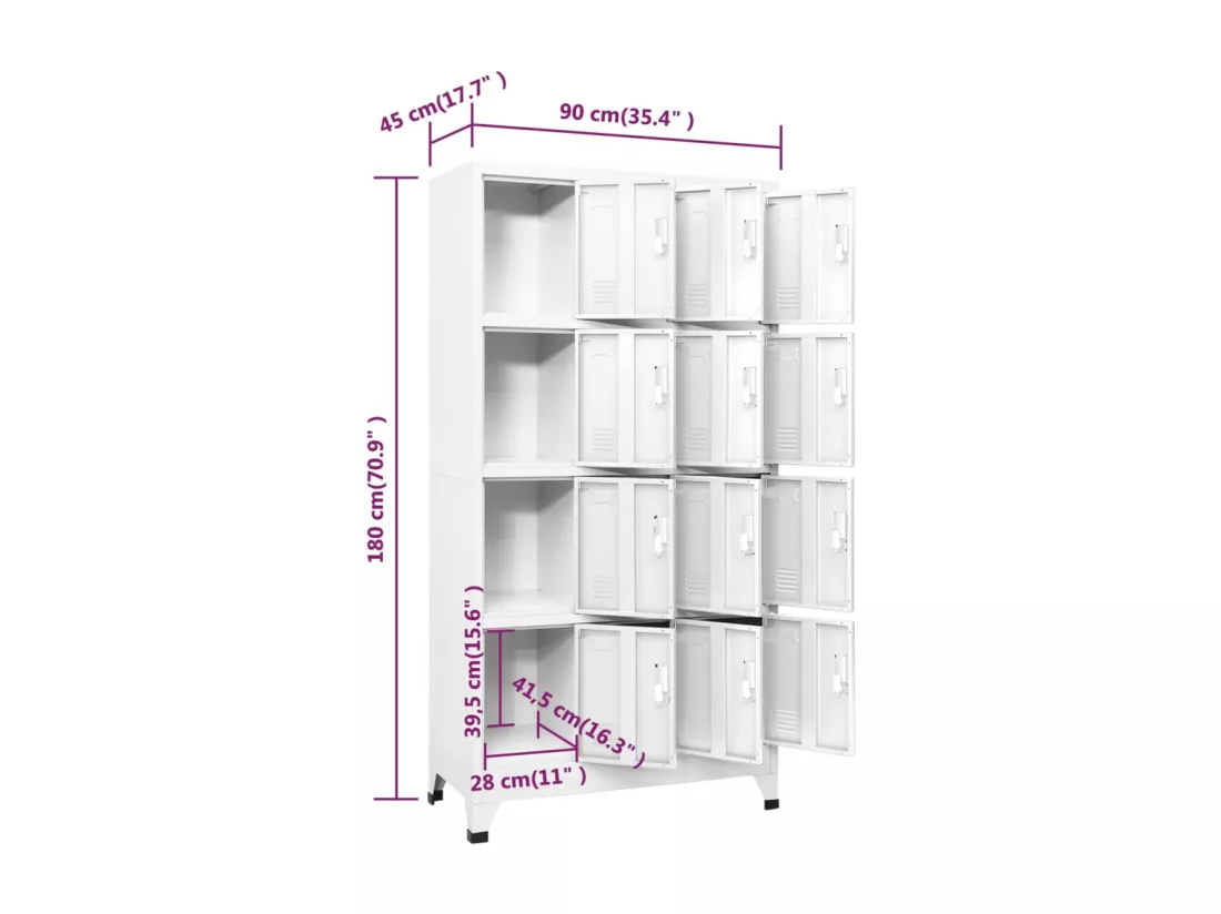 Armoire à casier avec 12 compartiments 90x45x180 cm