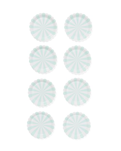 assiette à gâteau bleue clair rayée lot de 8