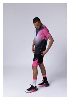 Maillot manches courtes X-Bionic Corefusion Run Noir/Blanc/Rose Homme