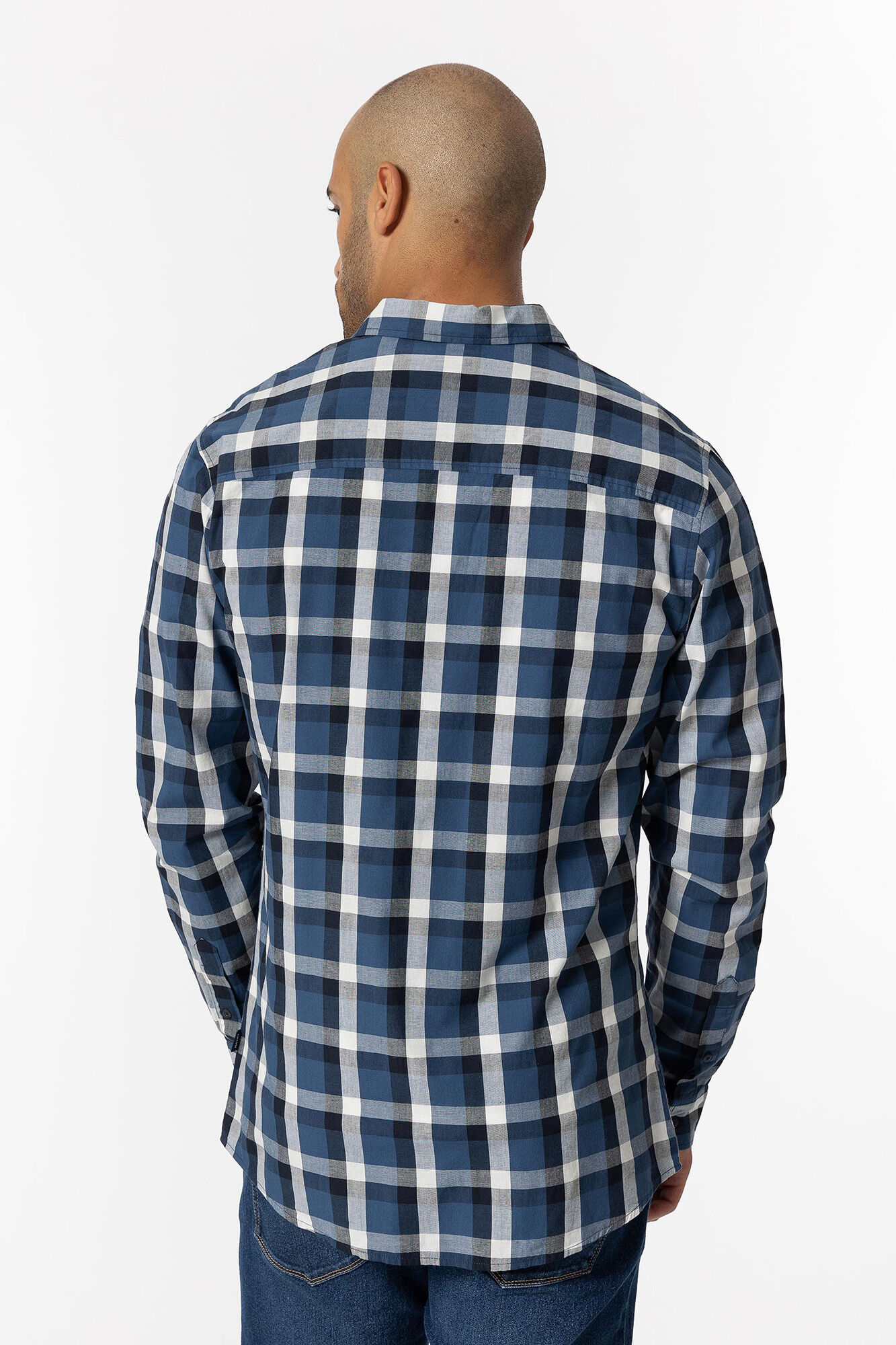 Camisa xadrez de popeline de corte justo