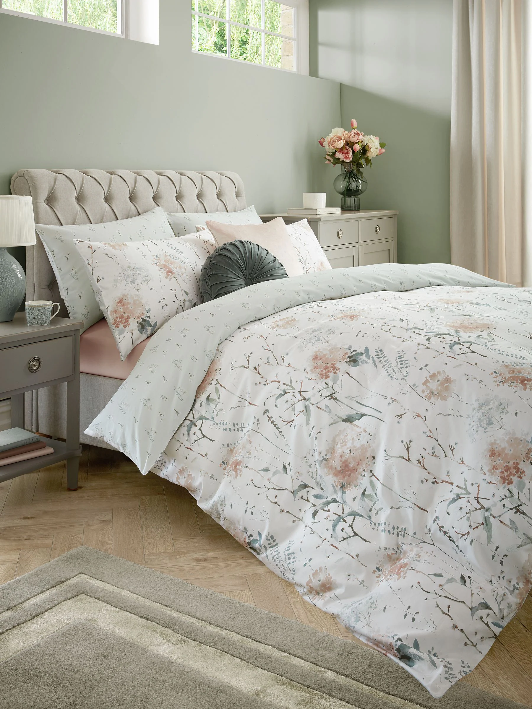 Laura Ashley set van 2 Pallington Bloom 100% katoenen kussenslopen