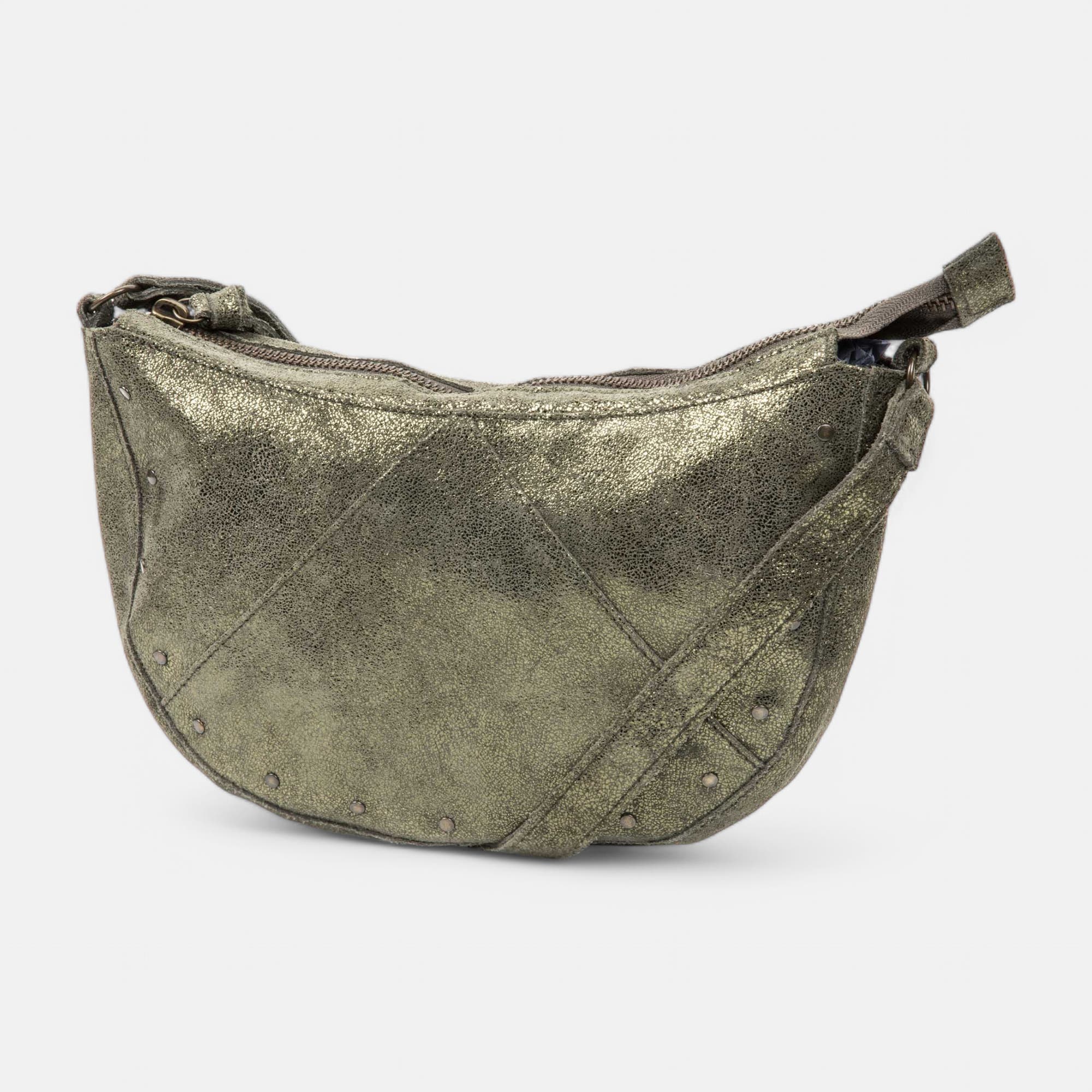 Sac bandoulière en cuir kaki