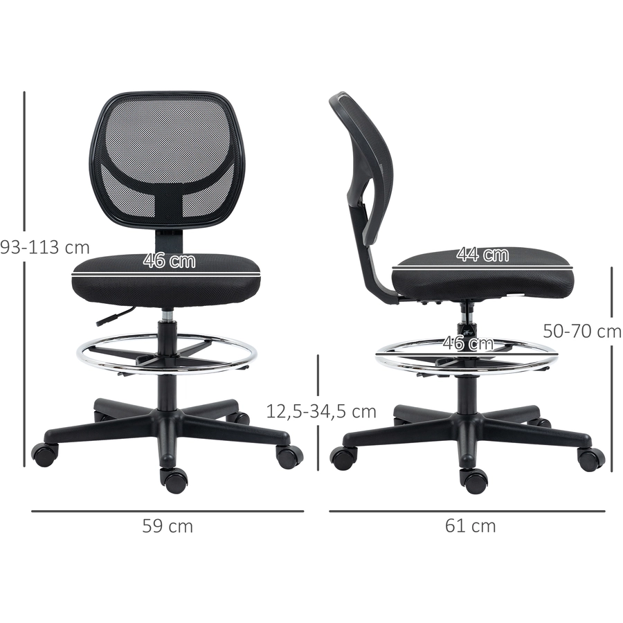 Vinsetto Bürostuhl ideal für Sitz und Stehplätze mit Fußstütze schwarz
