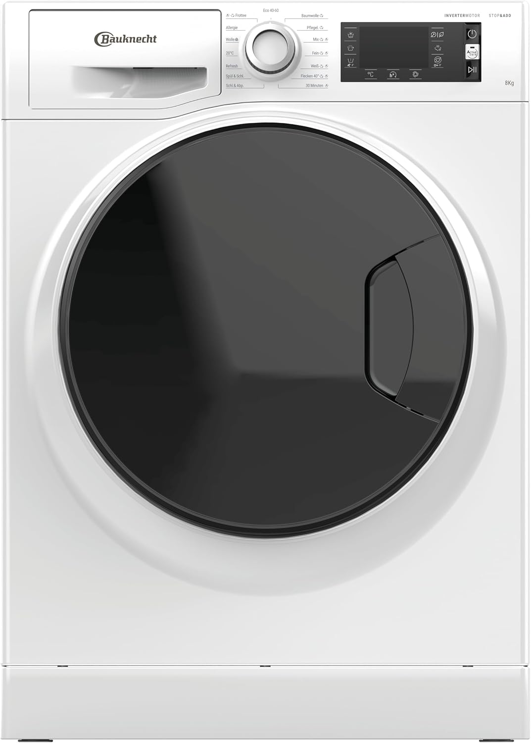 Bauknecht WM Elite 8AA Waschmaschine Frontlader/ 8kg/ Active Care Color+/ kraftvolle Fleckentfernung/Dampf Programme/Steam Hygiene Option/Steam Refresh/Stop&Add Funktion/Dynamic Inverter-Motor/Weiß