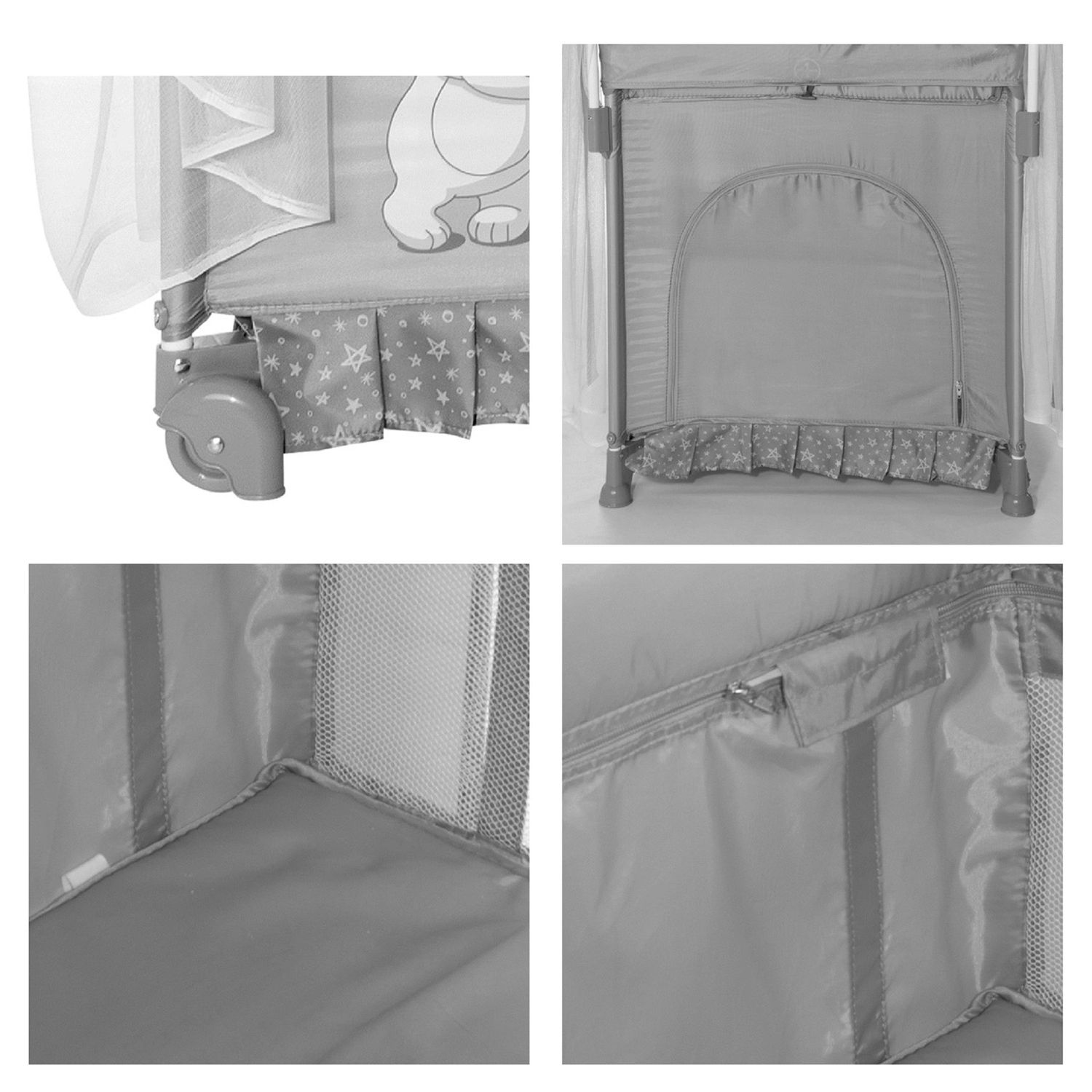 Lorelli Reisebett Magic Sleep 2 Ebenen Baldachin Mobile Wickelauflage faltbar grau