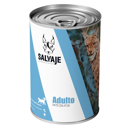 Atum selvagem adulto em patê enlatado para gatos.