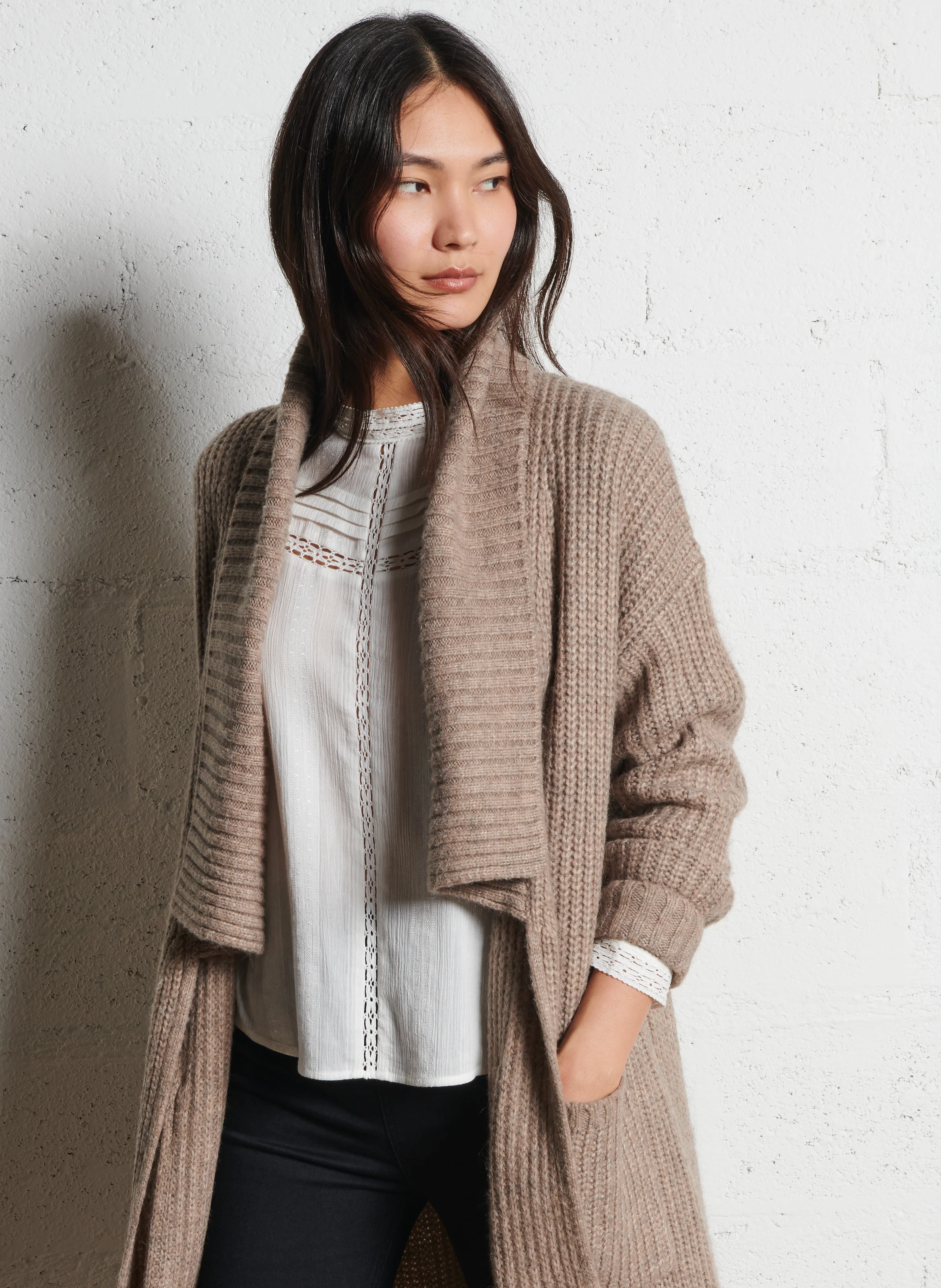 Cardigan long | Beige