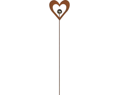 Lafiora hartvormige decoratieve staaf, metaal, 90 cm hoog, bruin/rood