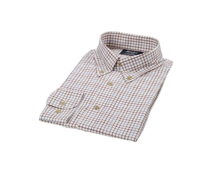 Chemise Beige twill à carreaux - Poche poitrine - BENETTH