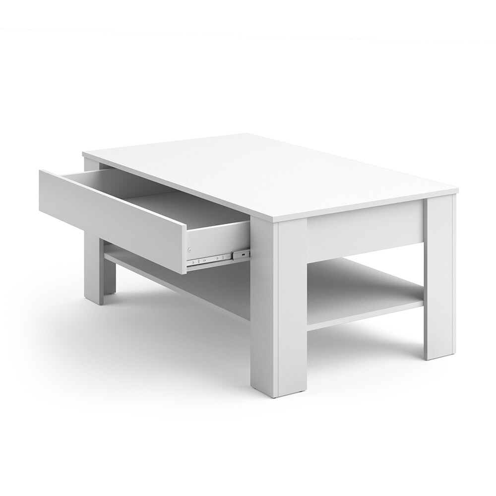Vicco Couchtisch mit Schublade Beistelltisch Kaffeetisch 110 x 65 cm Weiß