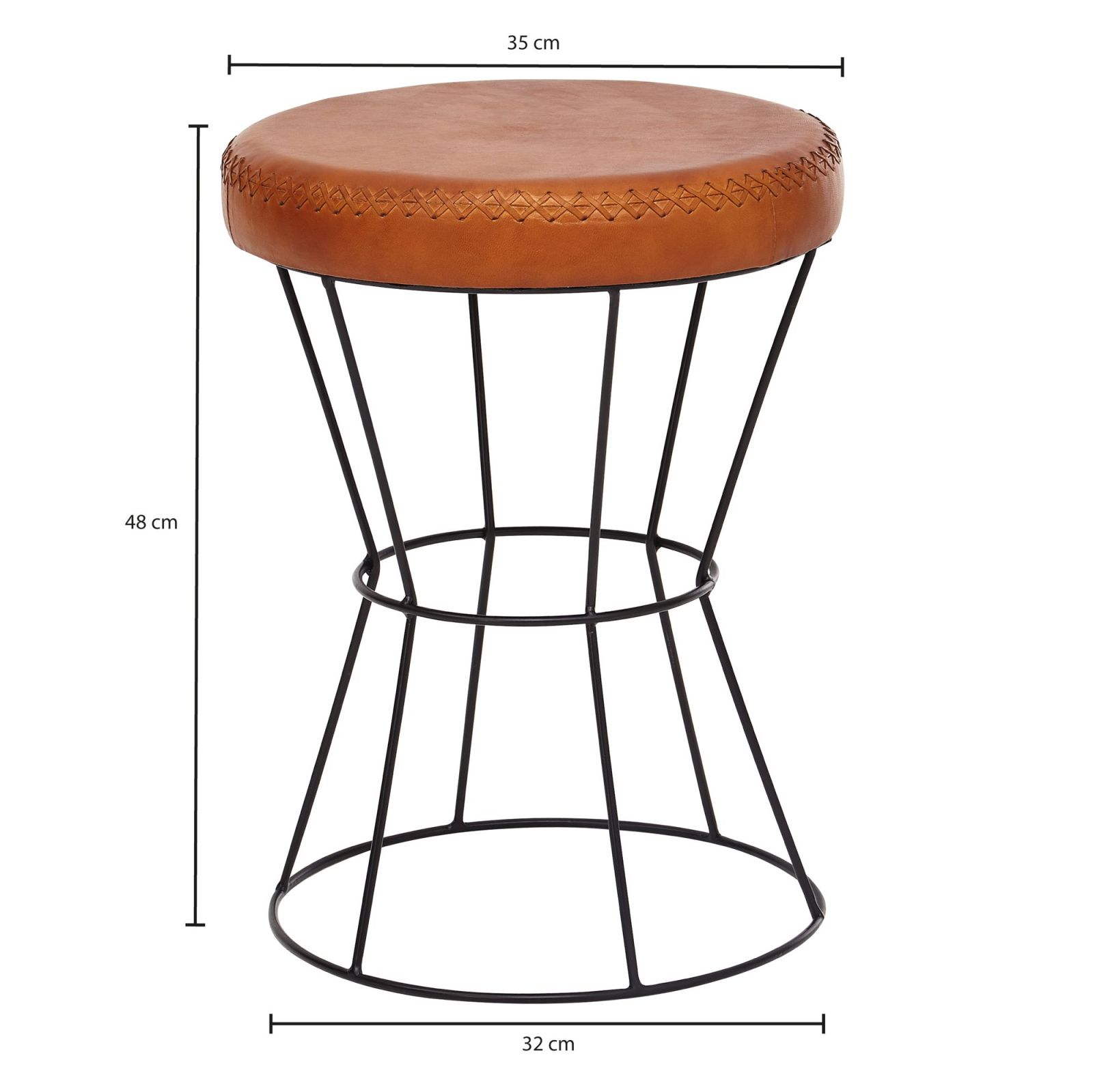 Sitzhocker - braun - Echtleder