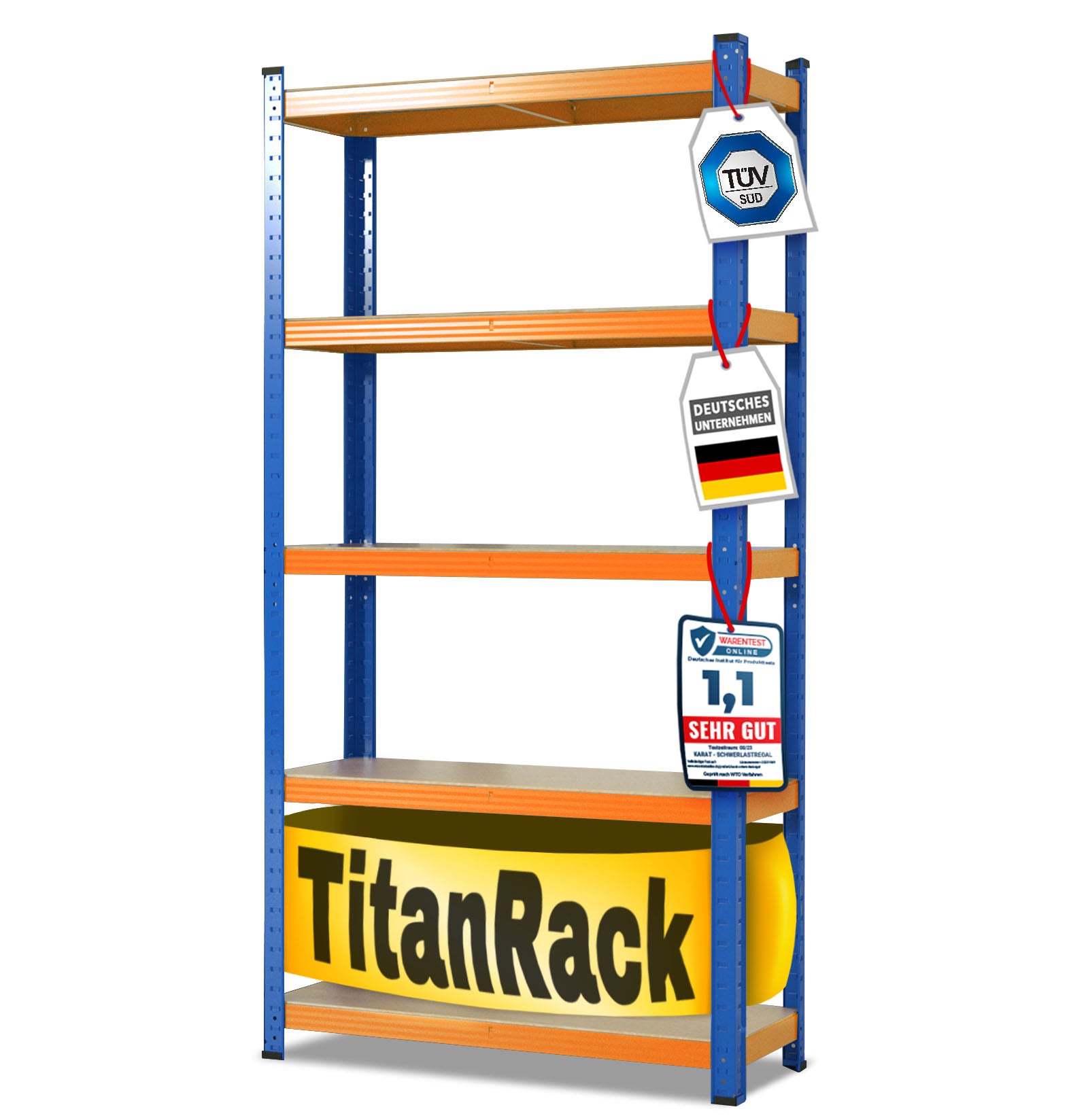 karatcommercial Schwerlastregal Grizzly | Blau-Orange | Höhe: 180 cm | Breite: 120 cm