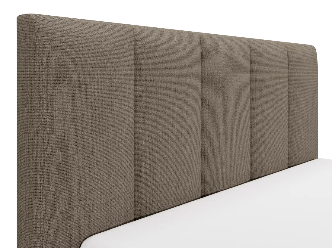 Lit coffre 140 x 190 cm avec tête de lit coutures verticales - Tissu - Taupe - KILACLO