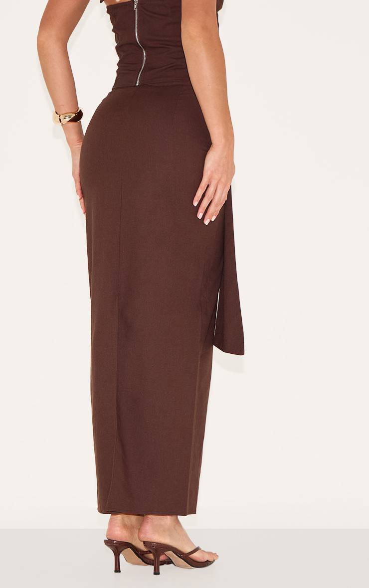 Chocolat Jupe Mi-longue Tall En Tissu Tissé Avec Détail Drapé