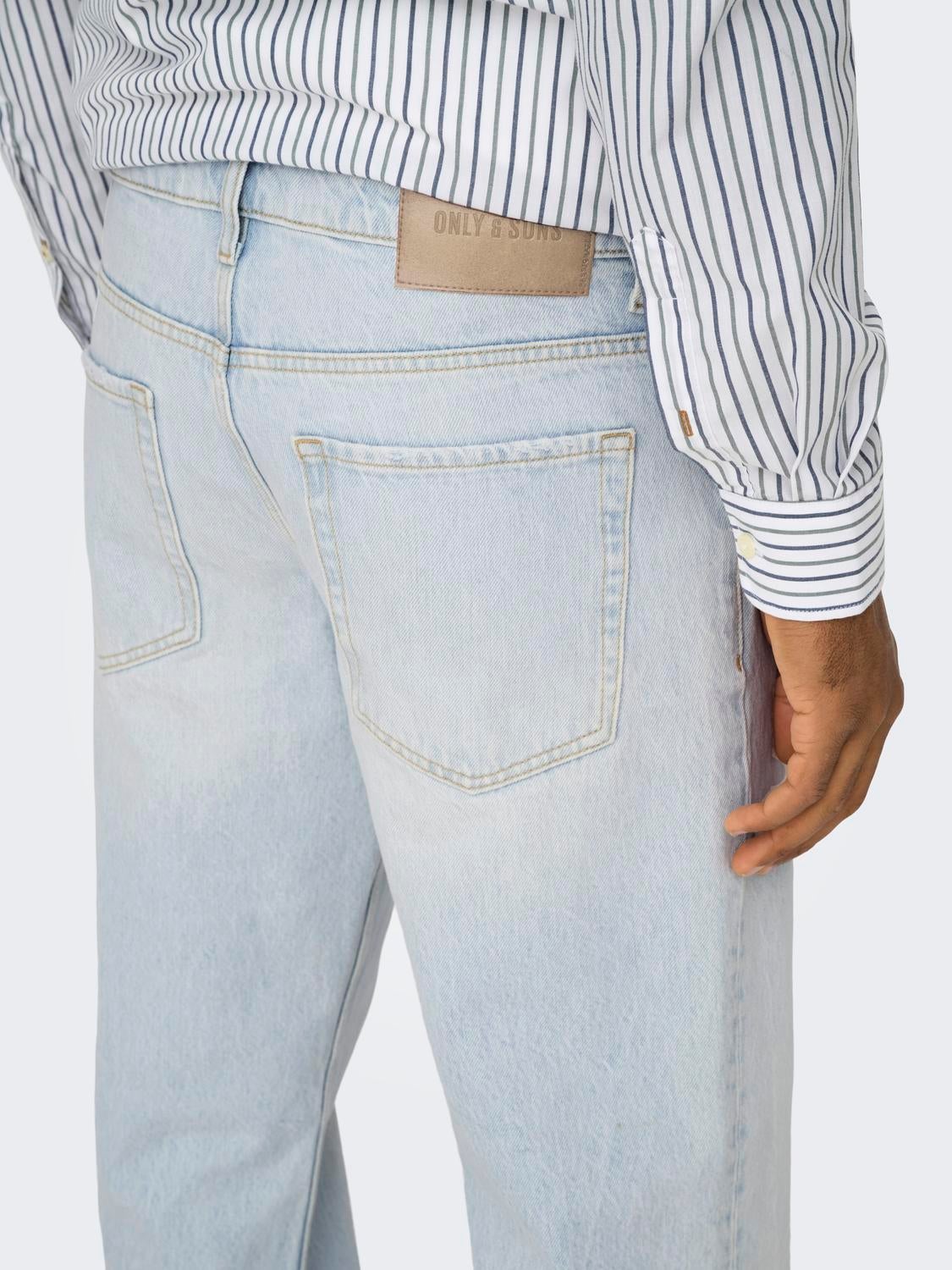 ONSEDGE Mittlere Taille Gerade geschnitten Jeans Light Blue Bleached Denim
