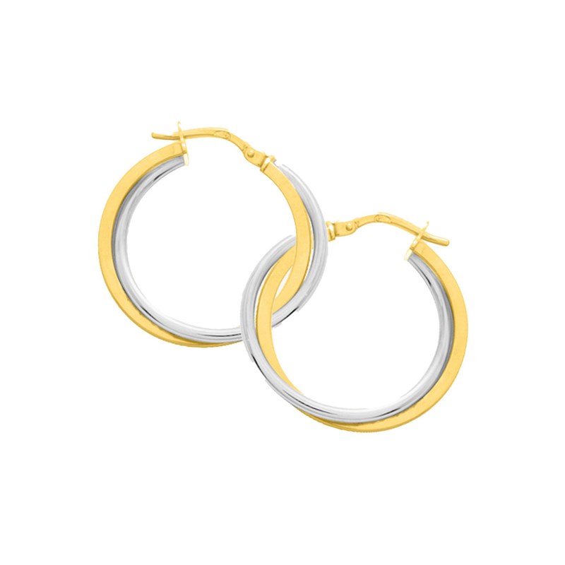 Créoles bicolores Femme - Or 18 Carats