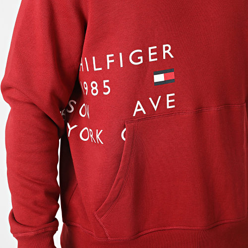 Sweat Capuche Off Placement Text 9303 Bordeaux