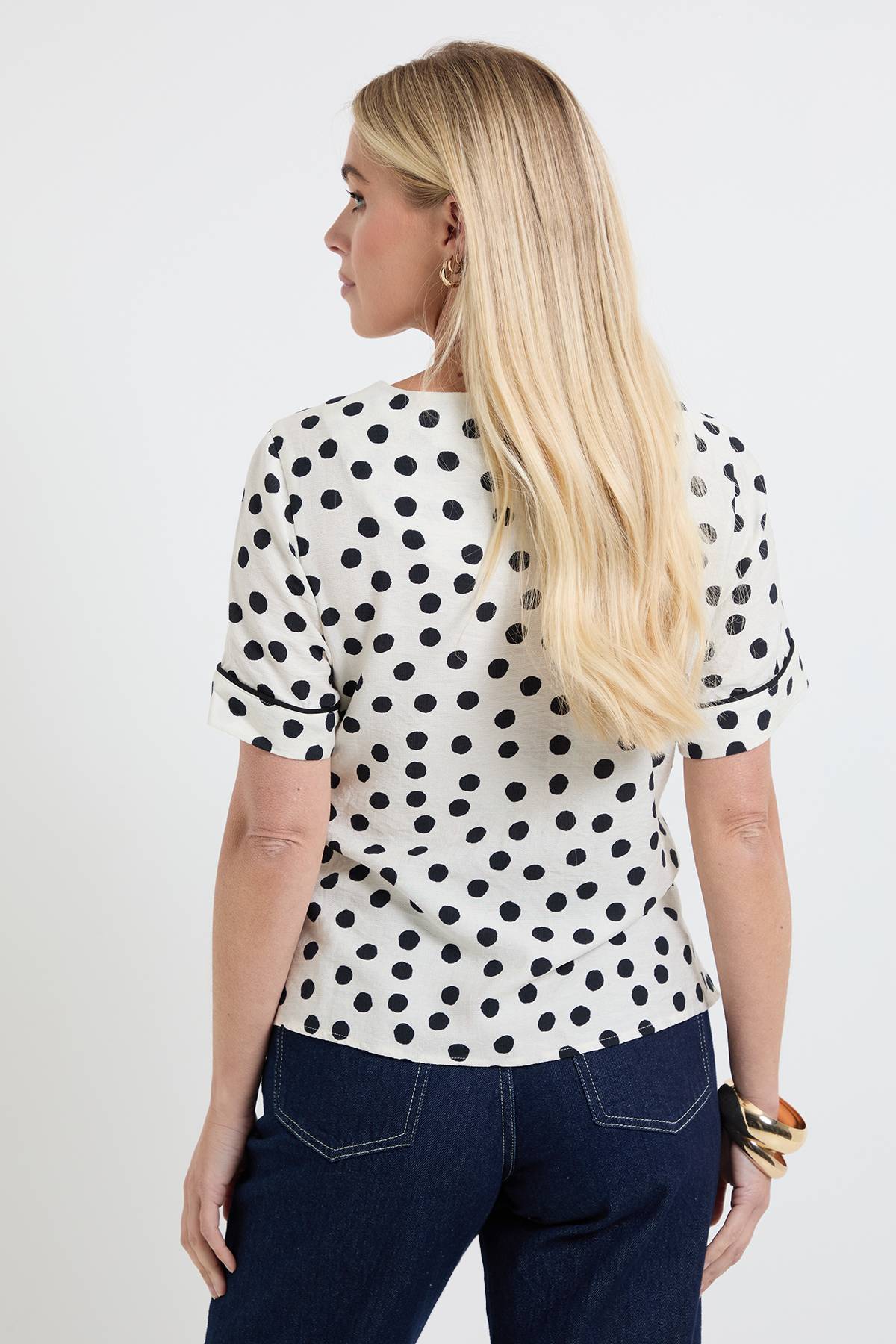 Wallis T-shirt Petite À Pois Avec Détail De Liens Latéraux Et Manches