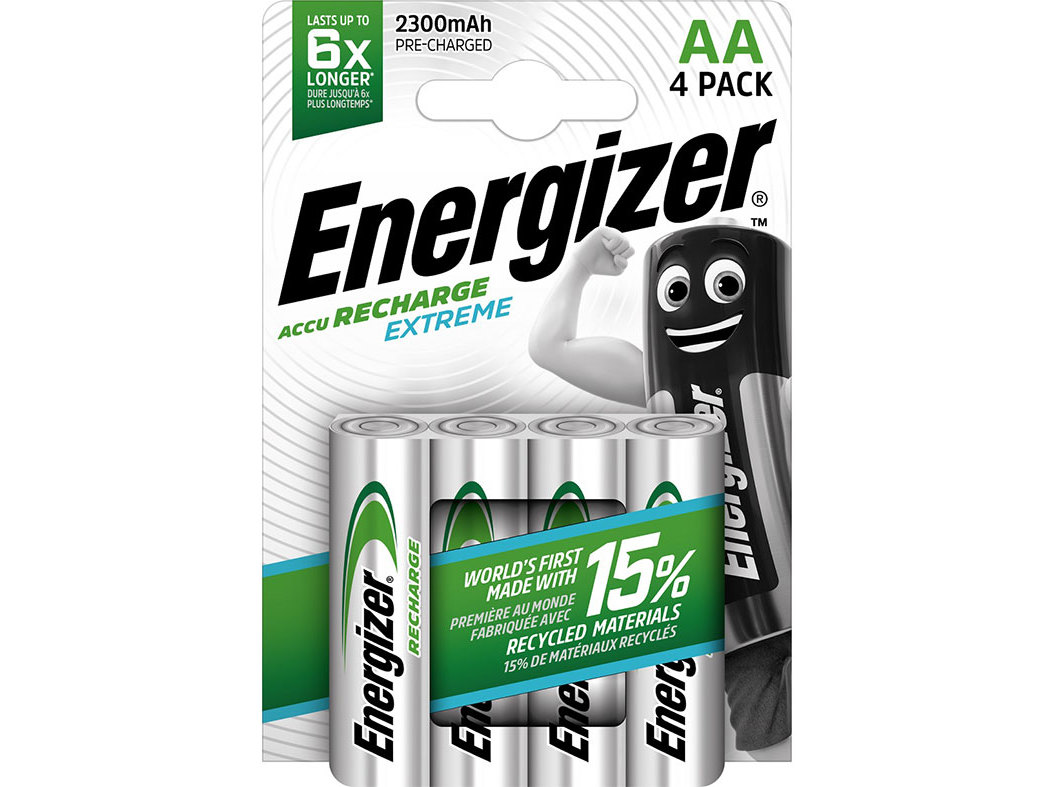 PILHAS RECARREGÁVEIS ENERGIZER EXTREME AA 2300MAH PACK 4 UNIDADES