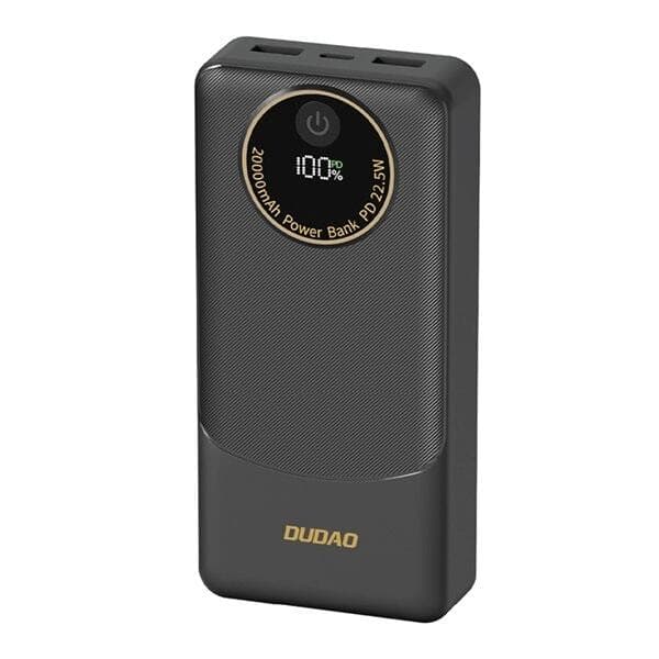 Dudao Powerbank 20.000 mAh 22,5 W PD med 2×USB-A og USB-C – Sort