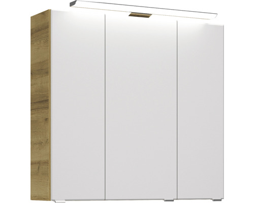 Pelipal Kumba badkamermeubelset, BxHxD 77 x 200 x 50 cm, frontkleur Riviera eiken met witte glazen wastafel, 99.77032647