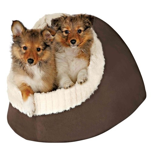 Cama em forma de caverna Trixie Timur, marrom e bege, para cães e gatos.