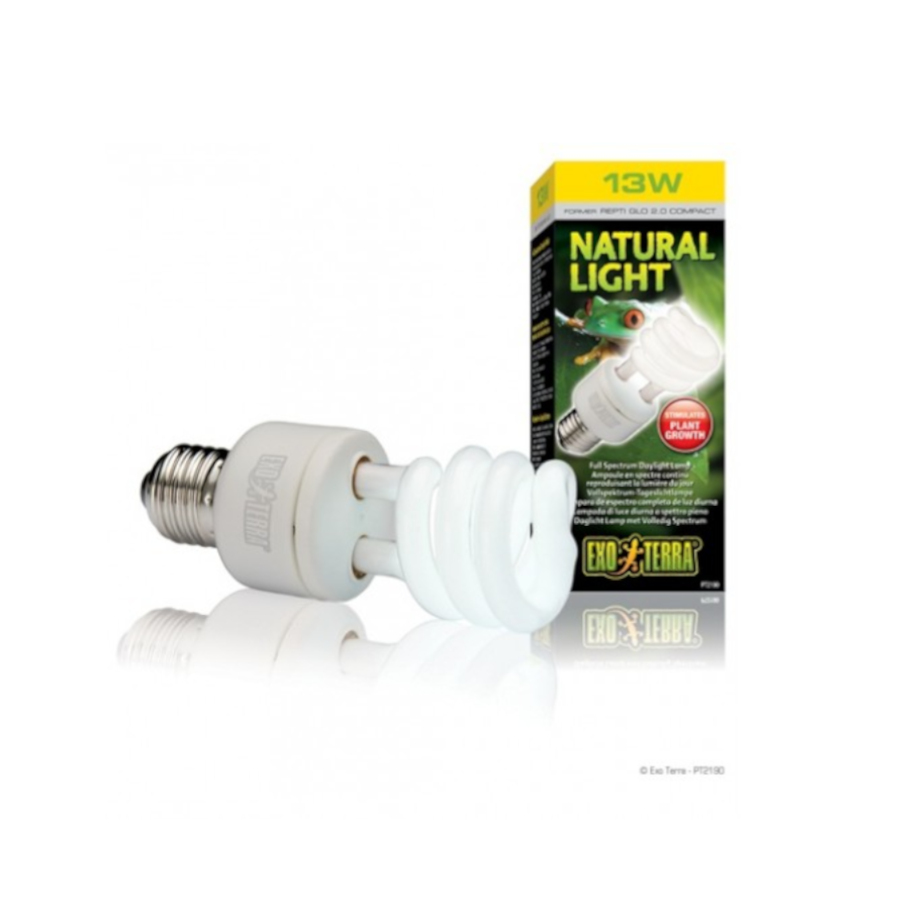 Lâmpada UVA de baixo consumo Exo Terra Natural Light para terrário.