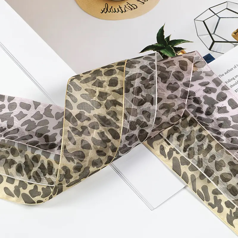 (1 Paar) 120cm Organza Schnürsenkel Fashion Schuhbändel Leopard Muster - Grau / Schwarz