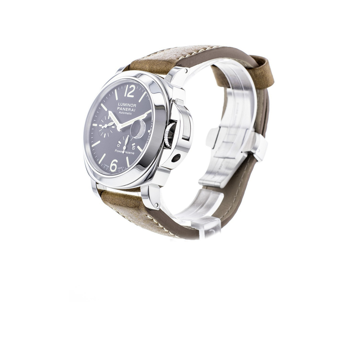 Montre d'occasion Panerai Luminor homme automatique acier bracelet cuir