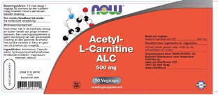 NOW Acetyl L-Carnitine 500mg Capsules 50ST