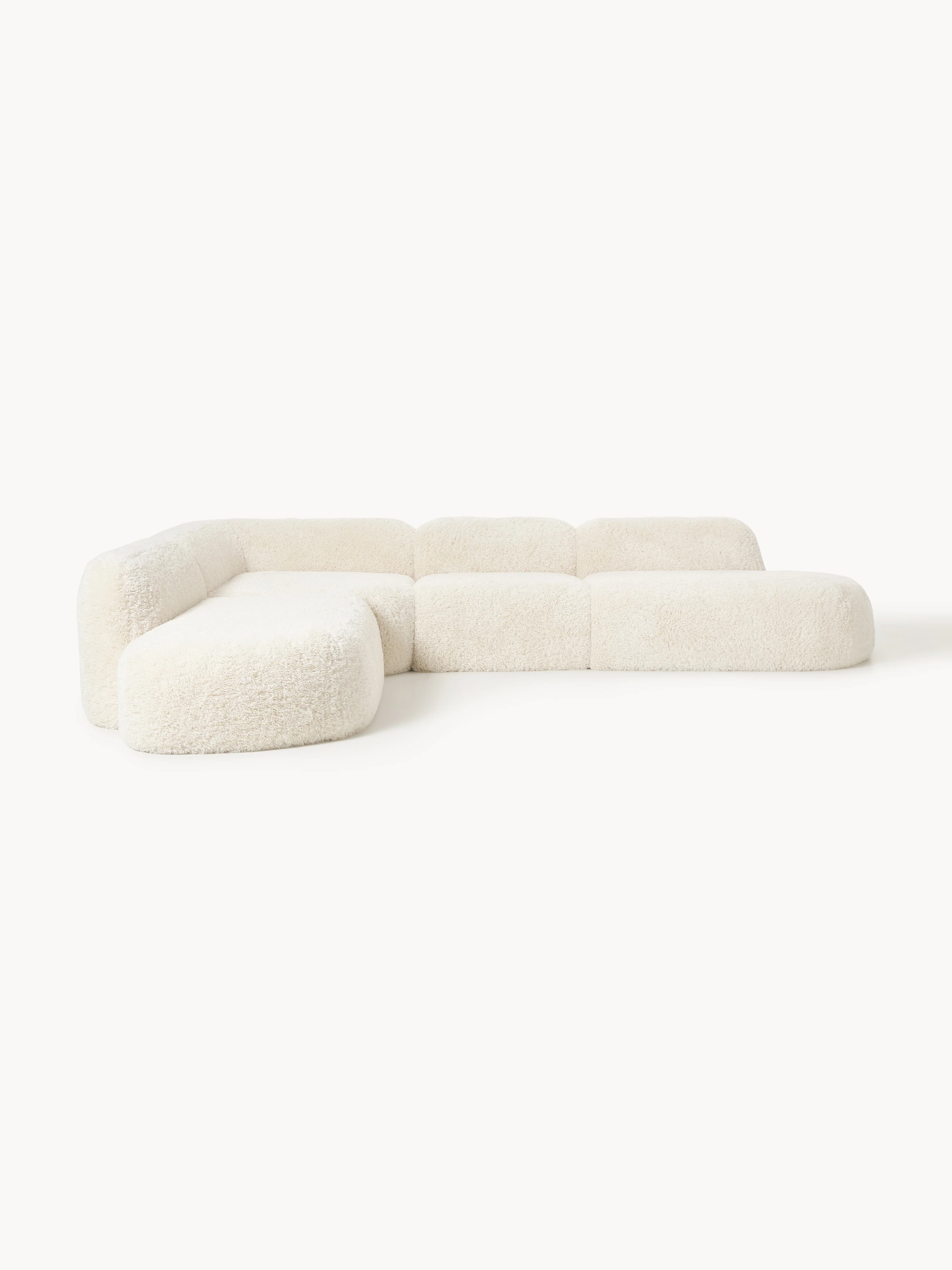 XL modulaire teddy-hoekbank Wolke (4-zits) met chaise longue