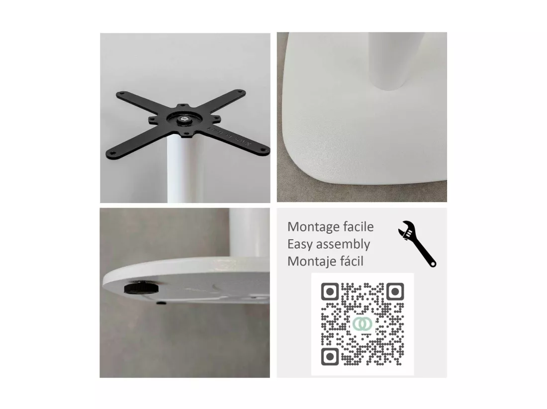 Mange-debout 60 x 60 cm - modèle Round pied blanc blanc chants noir