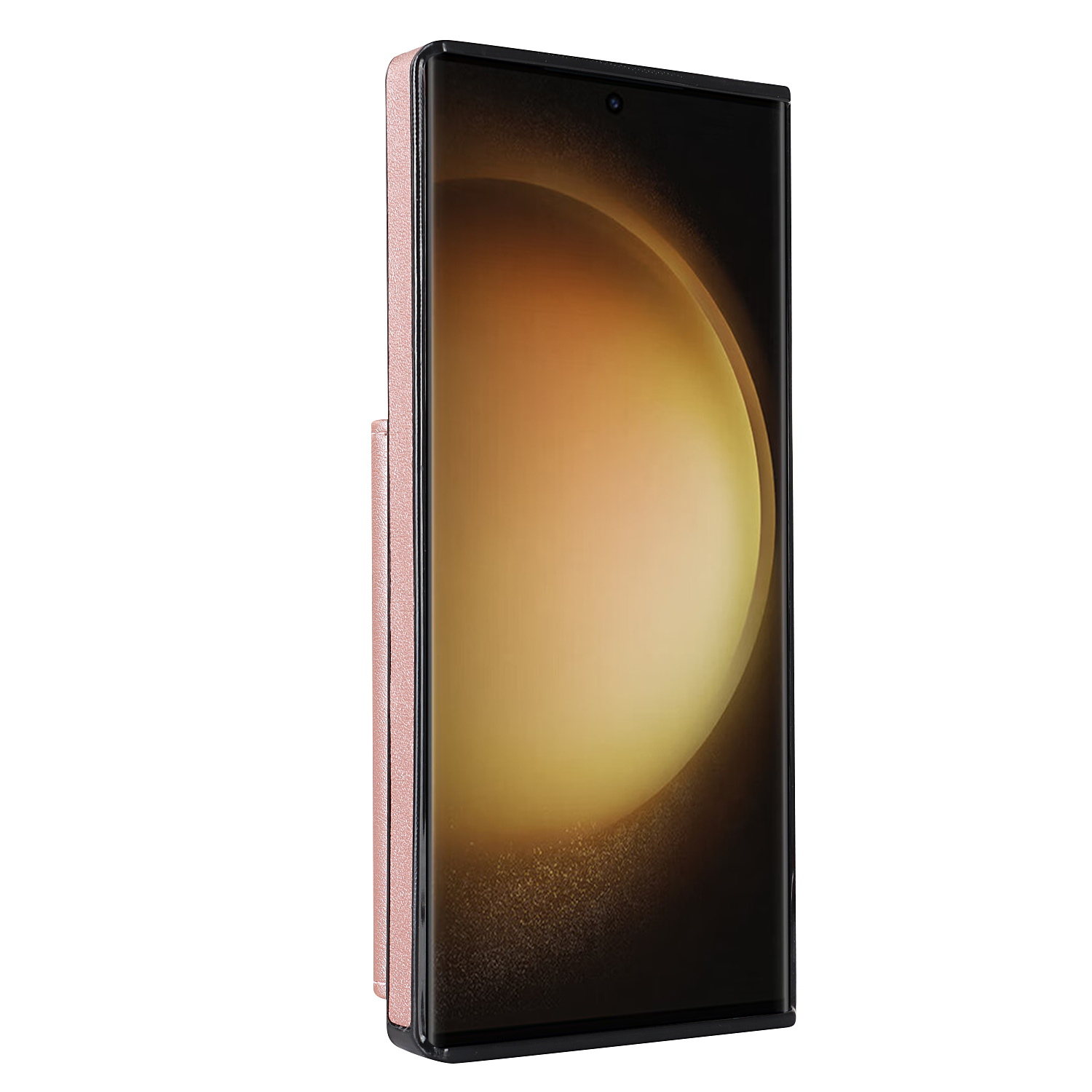 Samsung Galaxy S23 Ultra 5G Necklace Leder Schutz Hülle mit Kartenfach   Handykette (140cm) - Roségold