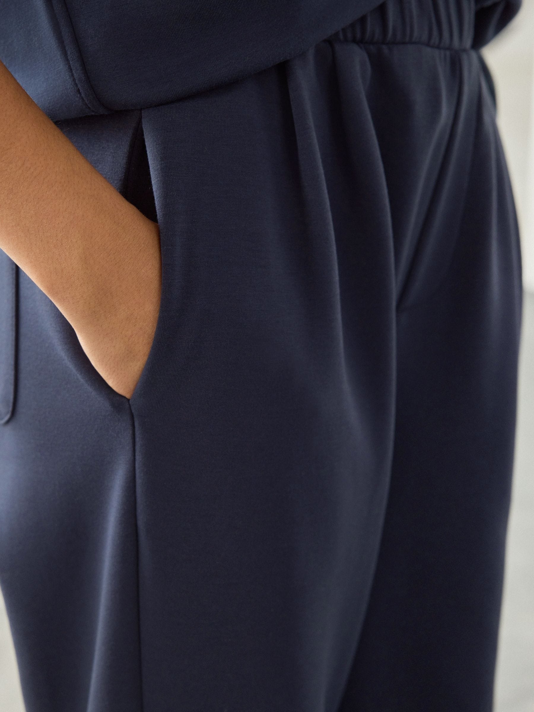 Marineblauw - Cotton Rich Ultimate Comfort Wide Leg Joggers